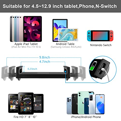 Tablet Floor Stand with Double Weight Base 360-degree Rotatable Metal Tablet Holder with Flexible Gooseneck Holder Long Arm for iPad Mini Air Pro, All Cell Phones iPhone & Tablets (4.5-12.9-inch)