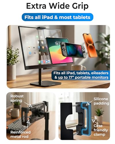 COOPER TabStand Mini 10" Tablet Stand, iPad Stand for Desk, Tablet Mount - color: C - Mini Black