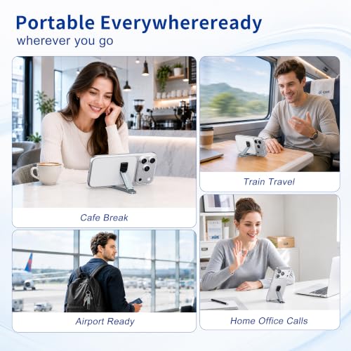 Portable Foldable Pocket Phone Stand with Keychain for Desk Travel(Grey) - color: Grey