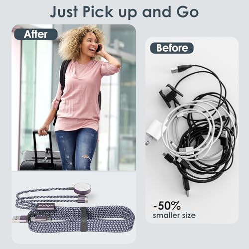 Travel Essentials,Multi Charging Cable for Apple Watch iPhone Charger Gray - color: Gray, size: 1Pack-4FT