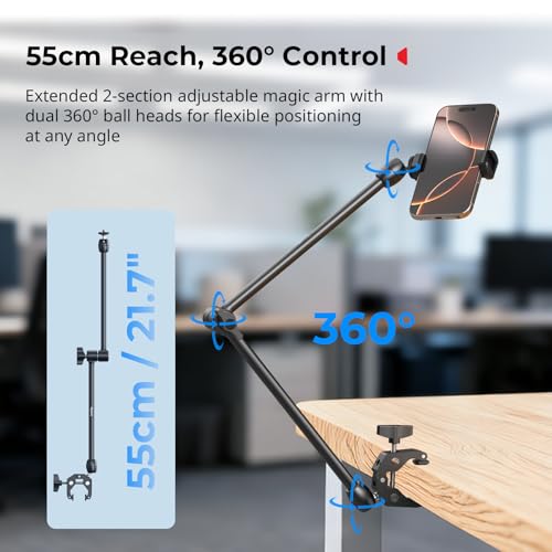 SMALLRIG Desktop Magic Arm Support with Super Clamp Kit, Phone Mount Clamp - style: Gear & Ball Joints