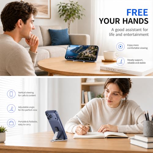 Portable Foldable Pocket Phone Stand with Keychain for Desk Travel(Silver) - color: Silver