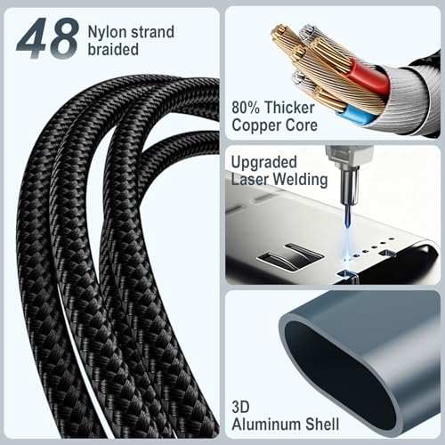 Airplane Travel Essentials Multi Charging Cable for Apple Watch Charger - color: Black, size: 1Pack-4FT