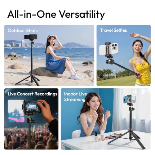 ULANZI MT44 Auto Open Phone Tripod, 59" Extendable Selfie Stick for iPhone - color: MT44 Auto Open Black