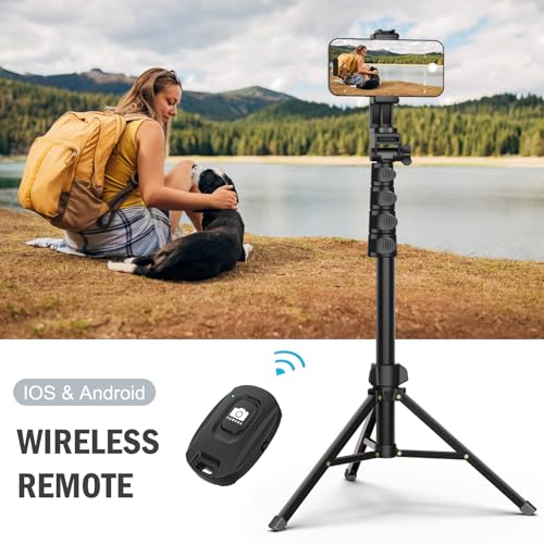 Liphisy 64” Tripod for Cell Phone & Camera with Remote and Phone Holder