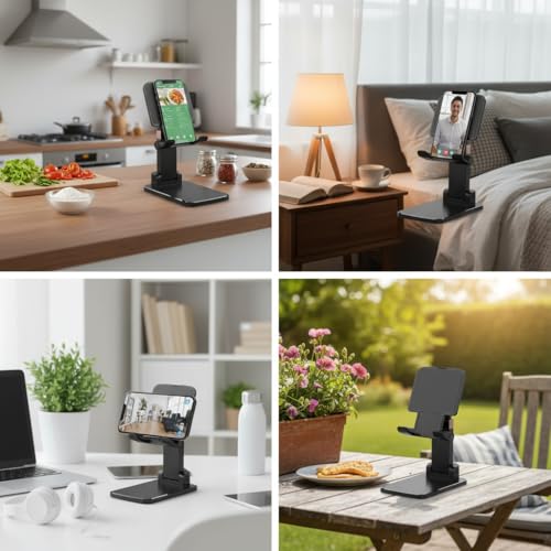 Adjustable Phone Stand, Heavy Duty Black Phone Holder