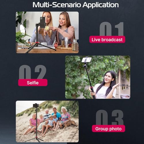ULANZI MT-44 Auto Open Phone Tripod, 59" Extendable Selfie Stick Vlog Stand - color: BLACK