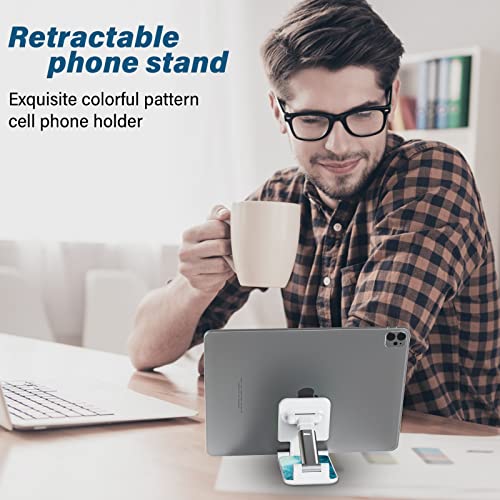 Foldable Phone Stand for Desk, Adjustable Angle of View, Suitable for iPhone, Samsung and Other Smart Phones, Blue Ocean - color: Blue Ocean