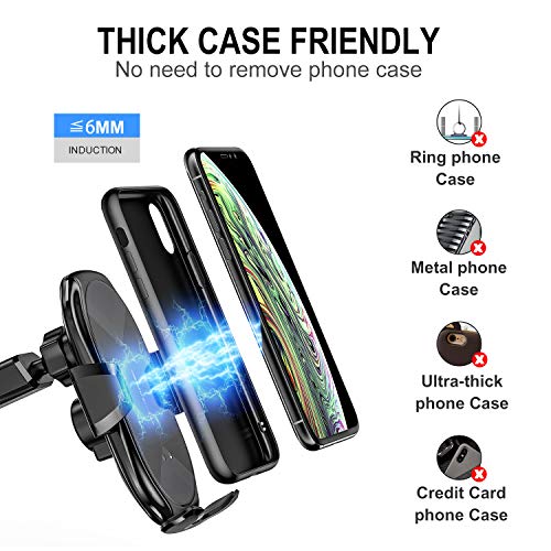 Wireless Car Charger Mount, 15W Qi Fast Charging Auto-Clamping Phone Holder, Vent/Mount Compatible with iPhone 13/12/11/X/8, Samsung S20/S10/Note20/Note10 - color: Red