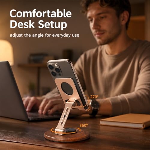 Adjustable Phone Stand Foldable Wood Grain