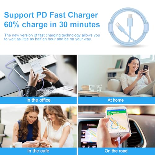 Extra Long 10FT iPhone 14 13 12 Charger Fast Charging 2-Pack 20W Super Fast Charger with Long Fast Charging Cable for iPhone 14/13/12/11 Pro Max,14 Plus,Mini,Pro/XS/SE/XR/iPad - Blue - color: Blue