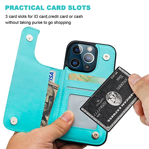 ONETOP for iPhone 13 Pro Wallet Case with Card Holder,LightBlue - color: Light Blue