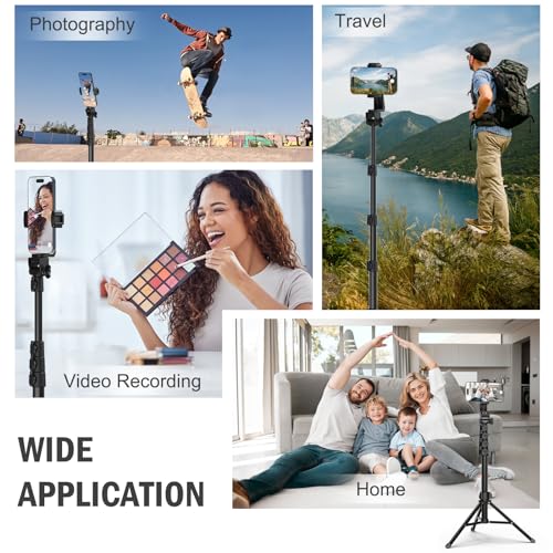 Liphisy 64” Tripod for Cell Phone & Camera with Remote and Phone Holder