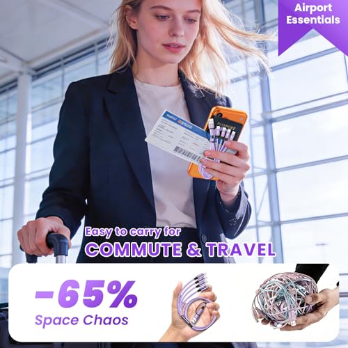 USB C Splitter Multi Charging Cable, USB A/C to USB C Charger Cord - color: Purple&1PCS
