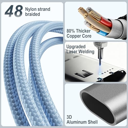 Travel Essentials,Multi Charging Cable for Apple Watch iPhone Charger Blue - color: Blue, size: 1Pack-4FT