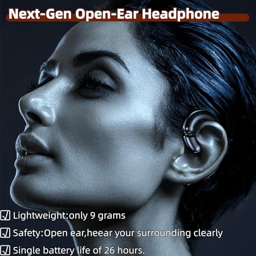 Open Ear Headphone,Wireless Bluetooth Single Bone Conduction Earpiece with Rotatable Earhook Noise Cancellation Mic Earphones IPX5 Waterproof 26H Playtime for Work Business Sport Driving Calls-pink - color: pink 2