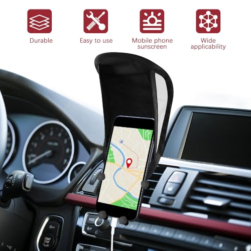 Car Mobile Phone Sunshade, Auto Portable Foldable Smartphone Umbrella Cover - color: Black+Sliver