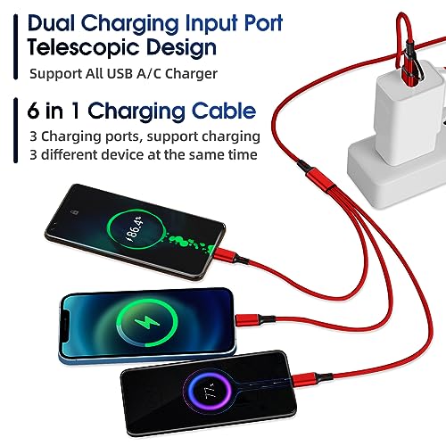 Ankndo 6 in 1 Multi Charging Cable, Multi Charger Cable for All Devices - color: Black/Blue/Red