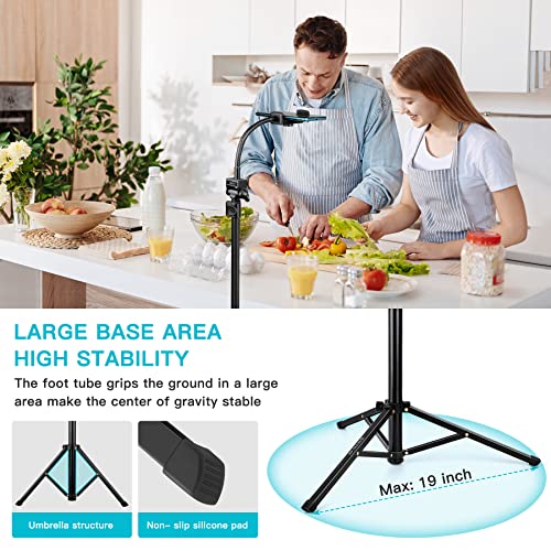 74" Flexible Phone Tripod, Tall Cell Phone Tripod with Adjustable Gooseneck - size: 74 inch