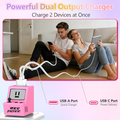 USB C Charger Block Cute 30W Dual Port Fast Charger Plug Cell Phone Block - color: BB Pink