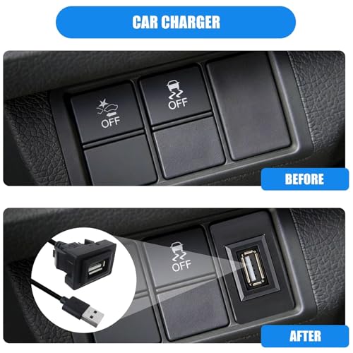 JURENGUDF Male to Female USB Power Socket Adapter, USB Port Car Charger Designed for Toyota Previa 2016