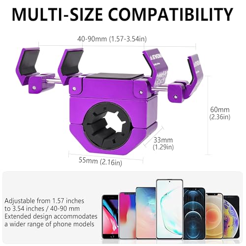 Bike Handlebar Mounts for 4.5-7.4 Phones (Purple) - color: Purple
