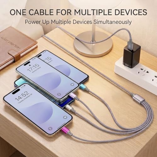 4 in 1 Multi Charging Cable 4ft 2 Pack,Braided MFi Certified Charger Cable - color: Multicolor-4ft-2Pack