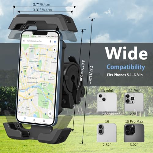 Bike Phone Holder, Locking Motorcycle Mount, One-Hand Quick Release