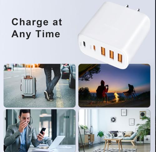 2-Pack 60W 5-Port（3A+2C Multi-Port Charging Station with Wall Plug.