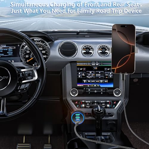 2Pack 4-Port 90W USB C Car Charger, Rombica Car Phone Charger Fast Charging - color: Raven Black