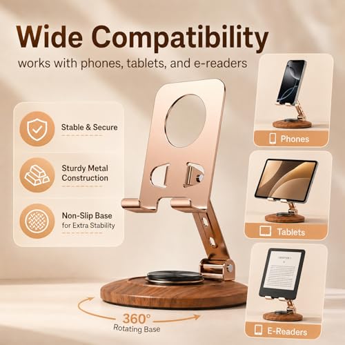 Adjustable Phone Stand Foldable Wood Grain
