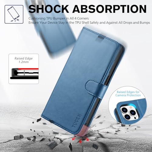 TUCCH Case Wallet for iPhone 14 Pro (6.1"), RFID Blocking Folio, Light Blue - color: Light Blue