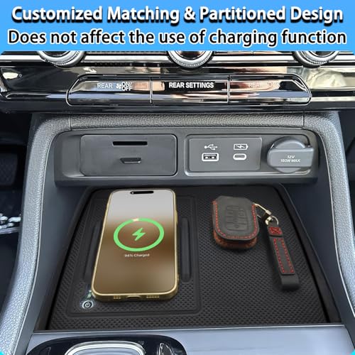 Center Console Silicone Mat Fit for Honda Pilot Accessories 2023-2026 - color: Black