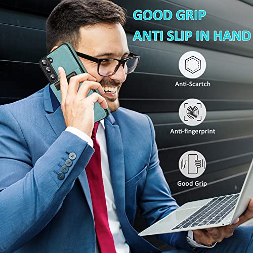 Asuwish Phone Case for Samsung Galaxy S22 5G with Tempered Glass Screen Protector and Credit Card Holder Wallet Cover Stand Leather Cell Accessories Glaxay S 22 G5 Cases Women Men Green - color: Green