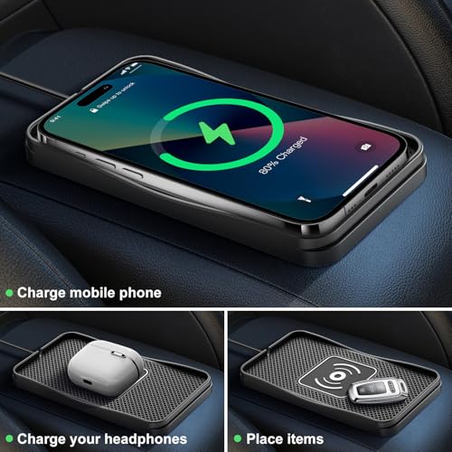 15W Non-Slip Wireless Car Charger Pad Type-C - size: 7" L x 3.5" W - No Adapter - Type C