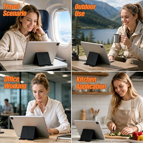 Portable Foldable Silicone Phone Laptop Pad Stand Black - color: Black