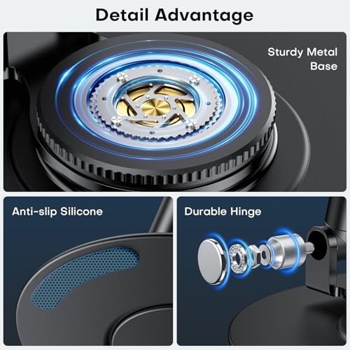 OMOTON MS05 [Height Adjustable] 360° Rotating Magnetic Phone Stand, Black - color: Black