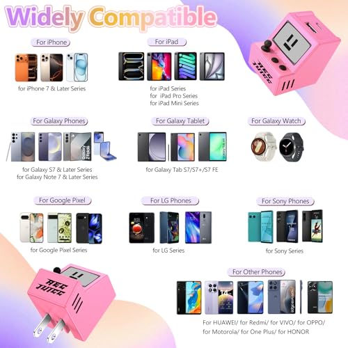 USB C Charger Block Cute 30W Dual Port Fast Charger Plug Cell Phone Block - color: BB Pink