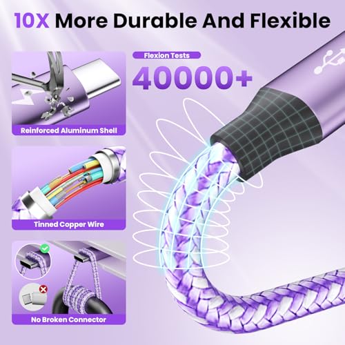 USB C Splitter Multi Charging Cable, USB A/C to USB C Charger Cord - color: Purple&1PCS