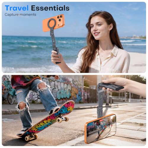 OMOTON TP03 [Ultra-Slim] 360° Rotating for MagSafe Tripod with Hook, Gray - color: Gray