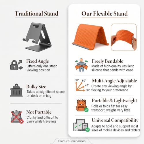 Flexible Silicone Phone Stand Foldable Adjustable Desk Holder for Travel