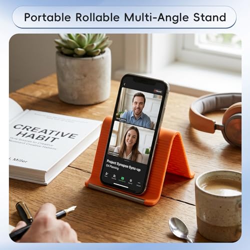 Airplane Phone Holder, Foldable Silicone Aluminum Phone Holder, Black - color: Black