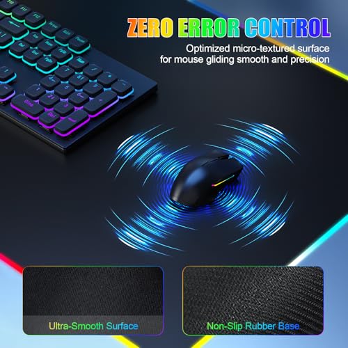 Wireless Charging RGB Mouse Pad with Phone Stand, Large Gaming Desk Mat - color: Black - 31.5x15.8" Phone Stand with PD Adapter