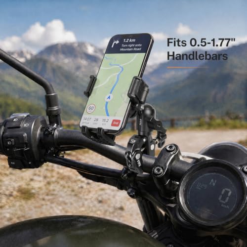 All-Metal Handlebar Clamp Base Mount with Adjustable Single Socket Arm, Fits 0.5-1.77" Round Rails, Compatible with RAM Mounts, 1" Ball Motorcycle Bike Phone Holder - style: Clamp with Single Socket Arm