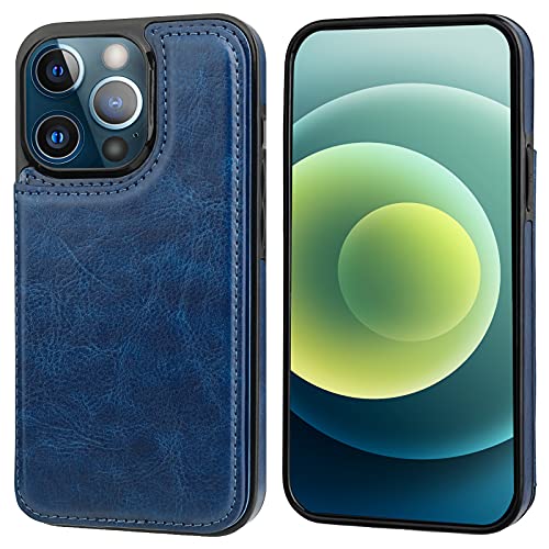 ONETOP for iPhone 13 Pro Wallet Case with Card Holder,Blue - color: Blue