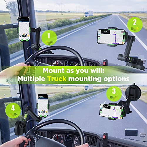 Truckules Truck Phone Mount, 16.9" Long Holder, Semi, Green - color: Green