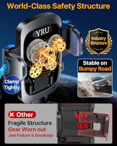 YRU【True Military-Grade Safety & Patent Certs 360°Rotation Car Phone Holder【100+LBS Strong Suction & Clip】 Windshield Dash Vent Cell Phone Mount Cradle for iPhone17 16 Pro Max Truck Samsung, Pink - color: Pink