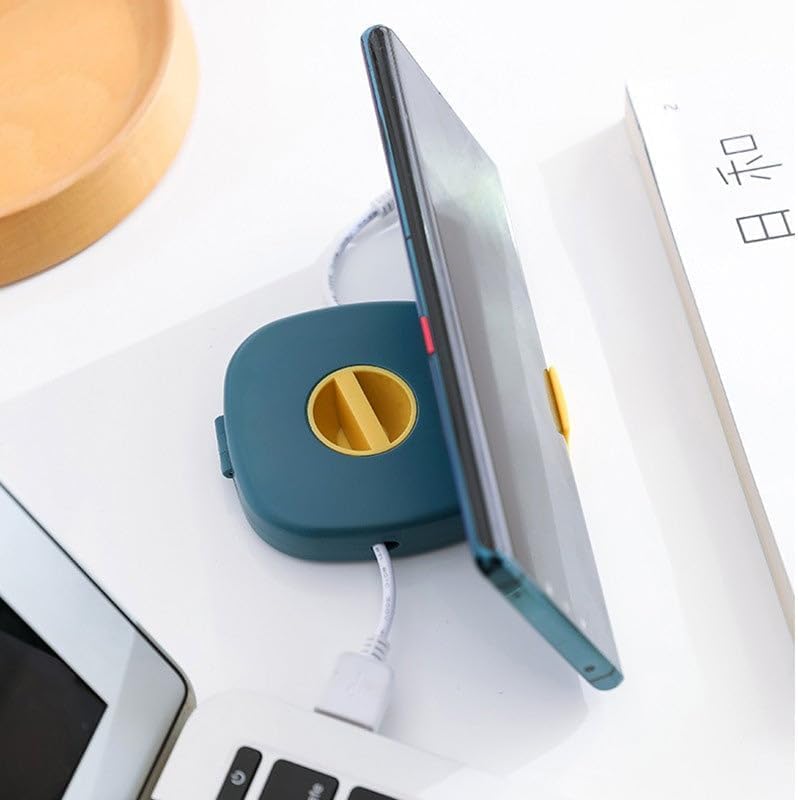 2 in 1 Cable Winder with Phone Stand, Durable Cable Organizer and Charging Stand, Portable Charging Cables Protective Case, for USB, Earphones (2WHITE) - color: 2WHITE