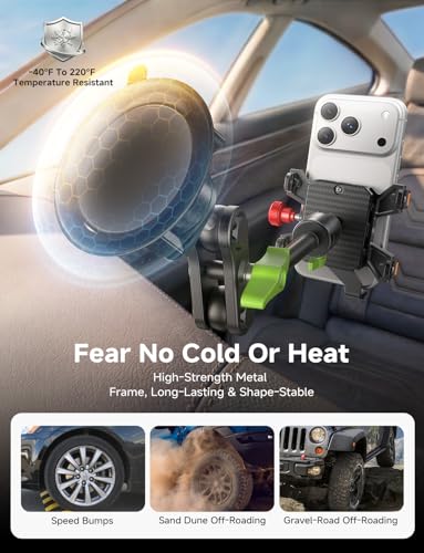 MAGIC JOHN Metal Car Phone Holder 360° Rotation Suction Mount Windshield