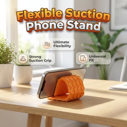 Silicone Phone Stand with Aluminum, Foldable Bendable Adjustable Holder for Desk, Portable Multi-Angle Stand (Brown) - color: Brown